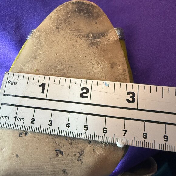 📌Scene Silver Yellow 4.5" High Heel Sandals with Ankle Straps and Zipper - Picture 10 of 15